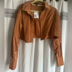 Long sleeve cropped shacket
